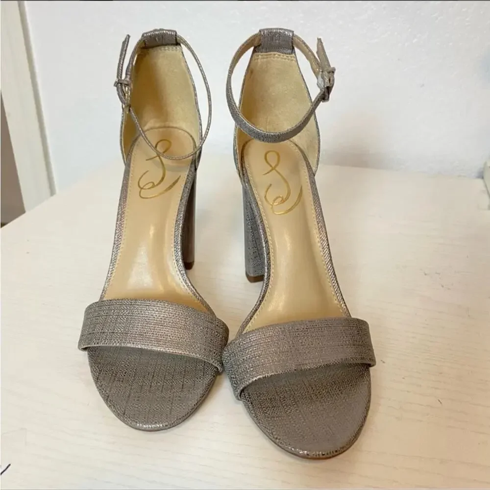 NWOT Sam Edelman Yaro Ankle‎ Strap Sandal Women's Pewter Metallic